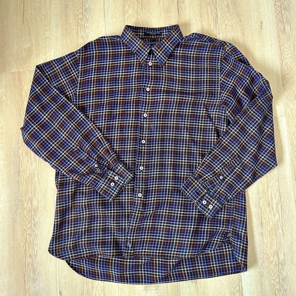 Paul Fredrick Medium Weight Button Shirt Men's XL Multicolor Long Sleeve Cotton